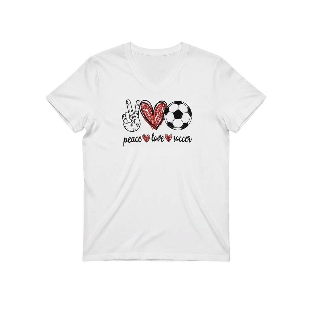 Peace Love Soccer Graphic V-Neck T-Shirt White Size 3XL
0112